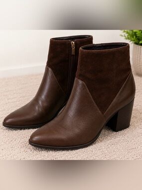 Vince Camuto Brown Leather & Suede Ankle Boots | Women’s Size 7M